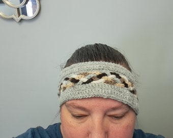 Crochet headband - alpaca headband - natural color - huacaya headband