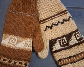 Double and reversible mitten - alpaca mitten - size small