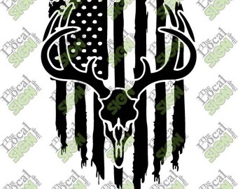 Vector - Deer Skull Grunge Flag - Download digitale