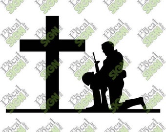 Vector - Soldier Kneeling at Cross - Digital Download