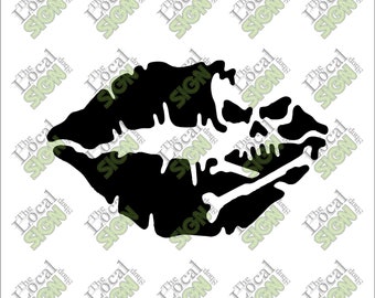 Vector - Skull and Crossbones Grunge Lips - Digital Download