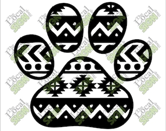 Vector - Aztec Paw Print - Digital Download