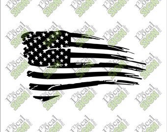 Vector - Grunge American Flag Wavy - Digital Download