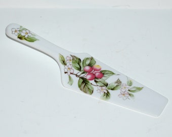 Porcelain Cake/Pie Server, Andea by Sadek Floral with Fruit Cake Server, Vintage Floral Pie Server, Pastries, Wedding Cake Server