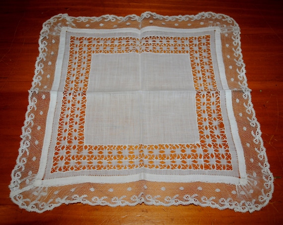 Bridal Handkerchief, Antique Handkerchief, Hand S… - image 1