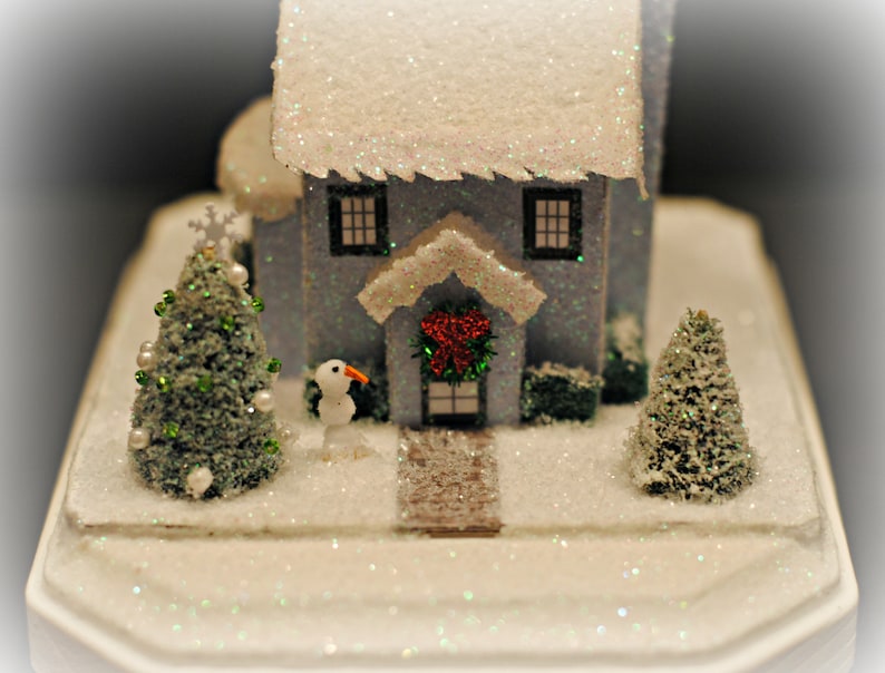 Glitter House Handmade Glittered House Christmas Village Etsy