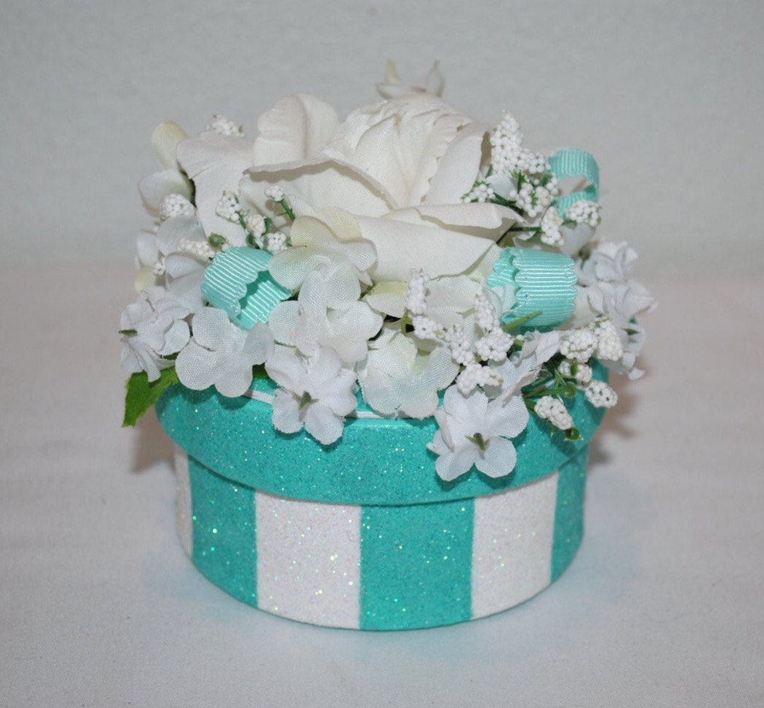 Floral Gift Box, Decorated Box With Flowers, Unique Gift Box, Glittered