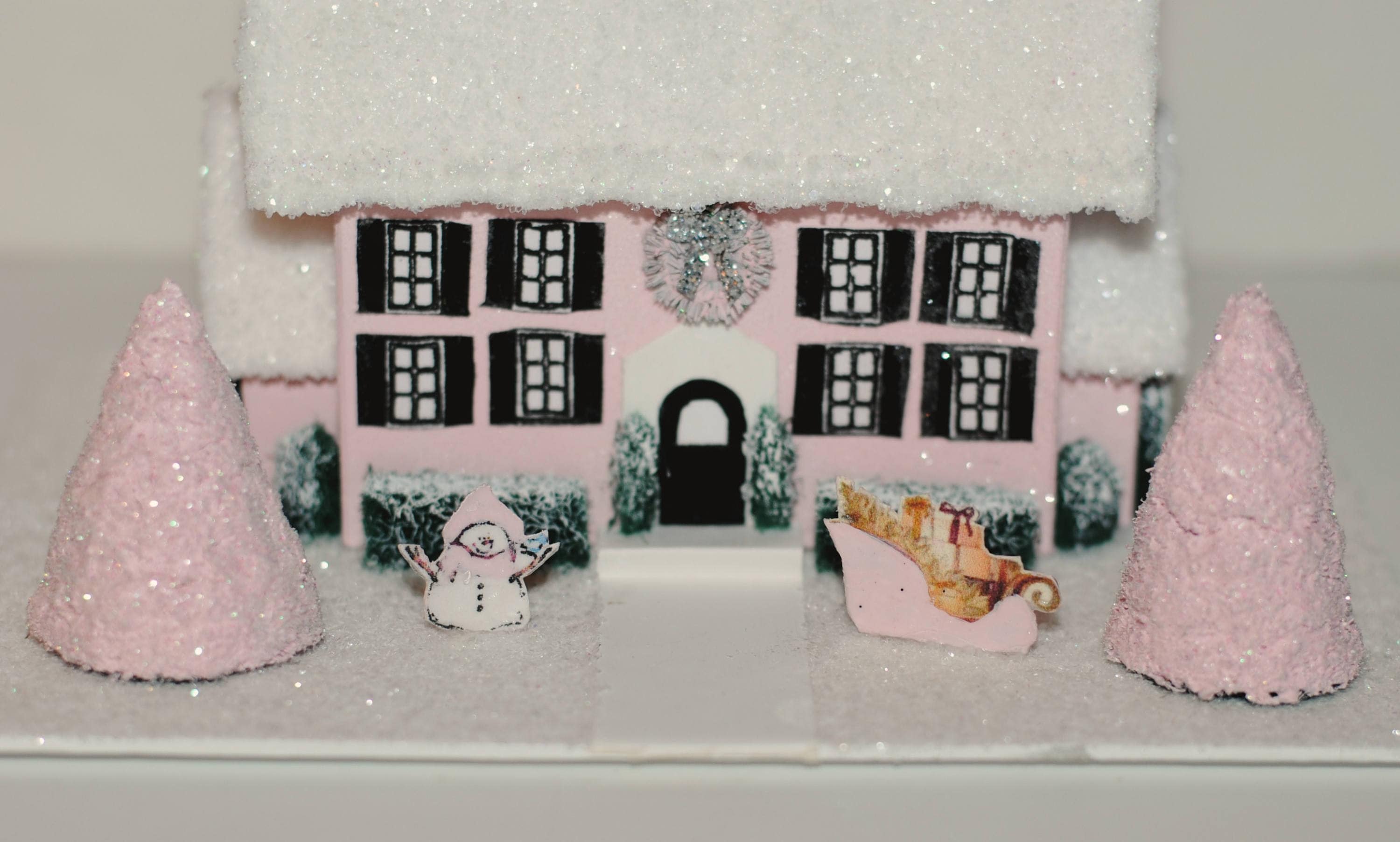 Pink Glitter House Christmas Glitter House Christmas Etsy
