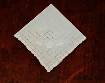 Cut Work Linen Handkerchief, Antique Linen with Hand Drawn Cut Work, Bridal Accessory, “Something Old”