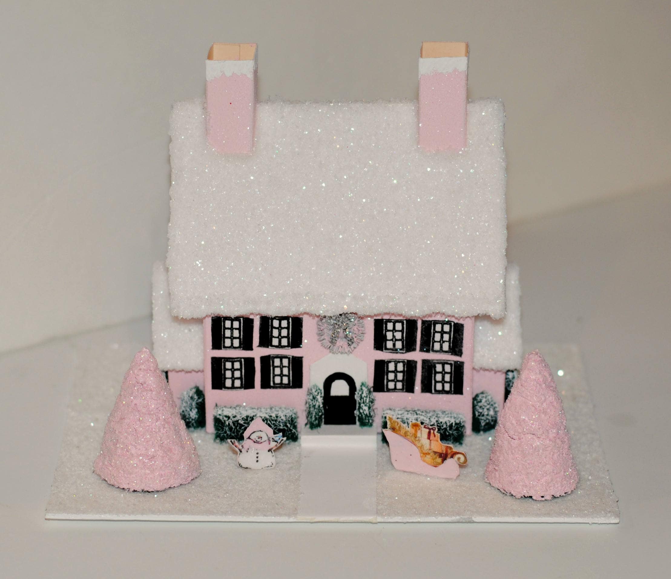 Pink Glitter House Christmas Glitter House Christmas Etsy