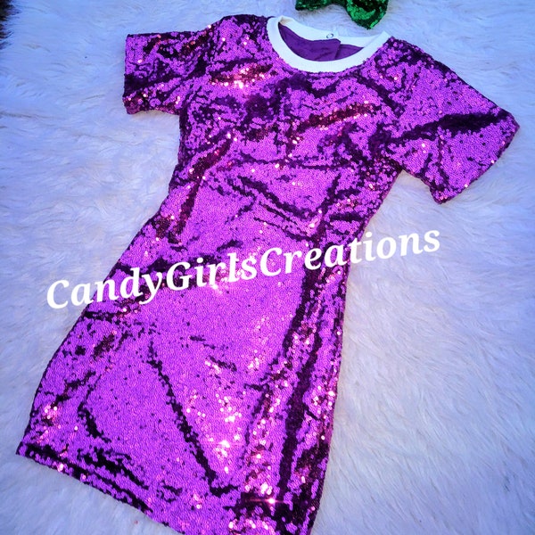 Black Sequin Game Day Shirt Dress main image 1