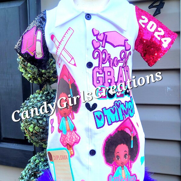 Custom Girl Graduation 2024 Birthday Dress/Party Outfit Sequins Bling Dress With Fur Customize  any way you like