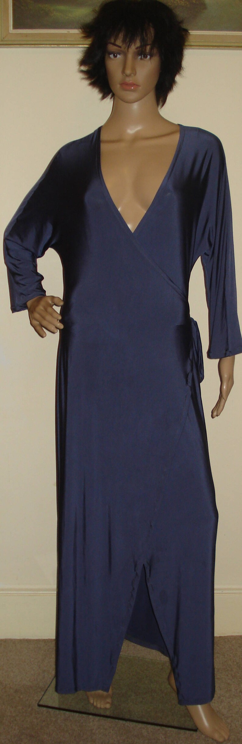Wrap Dress kimono Dress Long Wrap Dress Made To Order Platinum Grey Wrapped Dress Robe