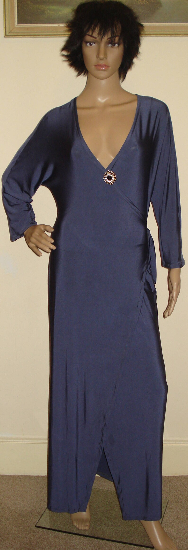 Wrap Dress kimono Dress Long Wrap Dress Made To Order Platinum Grey Wrapped Dress Robe