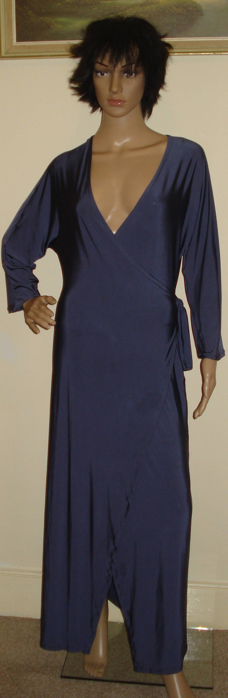 Wrap Dress kimono Dress Long Wrap Dress Made To Order Platinum Grey Wrapped Dress Robe