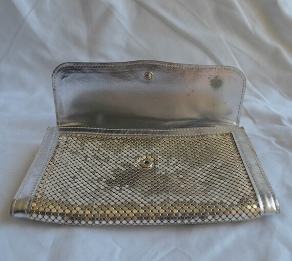 Whiting and Davis Metal Mesh Silver Fold Over Clu… - image 6