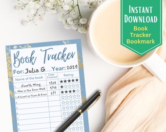 Book Tracker Printable Bookmark, Instant Download, Reading Tracker Bookmark, Book log Bookmark, Bookmark for Book lovers, 3 Bookmark Colors