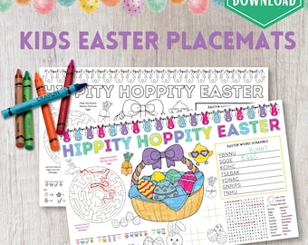 Easter Coloring Placemat PRINTABLE, Kids Activity Placemat, Kids Easter Activity, Easter Table, Instant Download, Holiday Printable