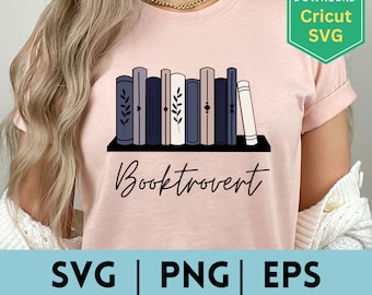 Booktrovert SVG PNG Cut File, Book Lover svg, Cricut svg, Silhouette SVG, Bookstack svg, Library svg, Book svg, bookish svg, Digital File