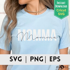 Double Layer Momma Script SVG, Mom Shirt Design, Mom SVG, Whimsical Momma Shirt, Cricut Cut File, Silhouette Cut File, Digital Download