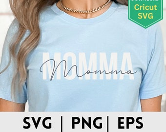 Double Layer Momma Script SVG, Mom Shirt Design, Mom SVG, Whimsical Momma Shirt, Cricut Cut File, Silhouette Cut File, Digital Download