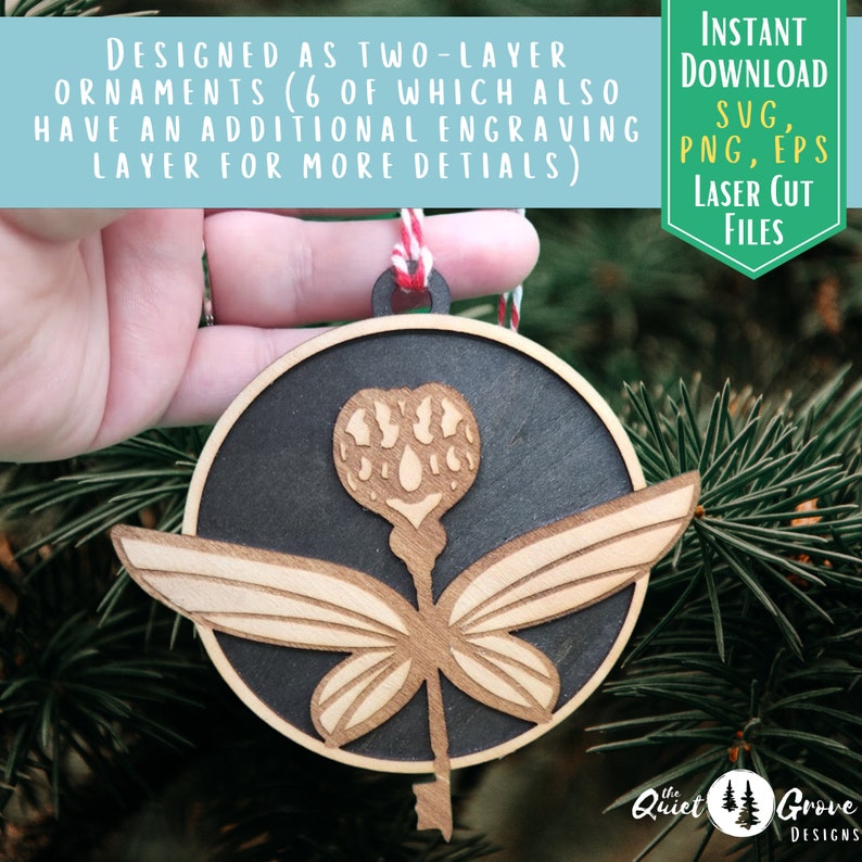 10 laser cut wizard-themed ornaments, Christmas Ornament SVG cut file, Wizard Ornaments, SVG, laser, glowforge image 2