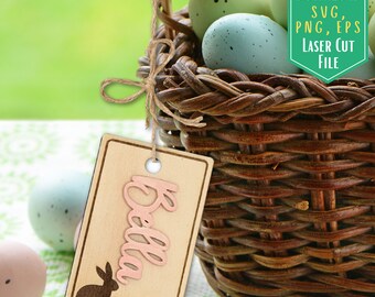 Easter Basket Name Tag SVG, Laser Cut File, Easter Basket Tag SVG, xTool Cut File, Glowforge Cut File,  Cricut Easter Cut File, Digital File