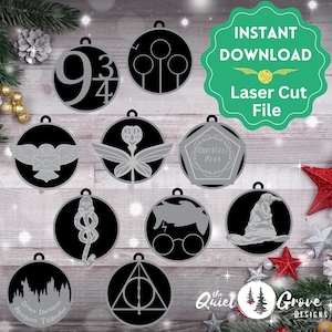 10 laser cut wizard-themed ornaments, Christmas Ornament SVG cut file, Wizard Ornaments, SVG, laser, glowforge image 4