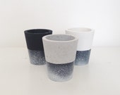 Cosmic speckled 9.5 cm tall porcelain cement pots with monochrome colour dip for cactus, succulents and mini plants - concrete planters