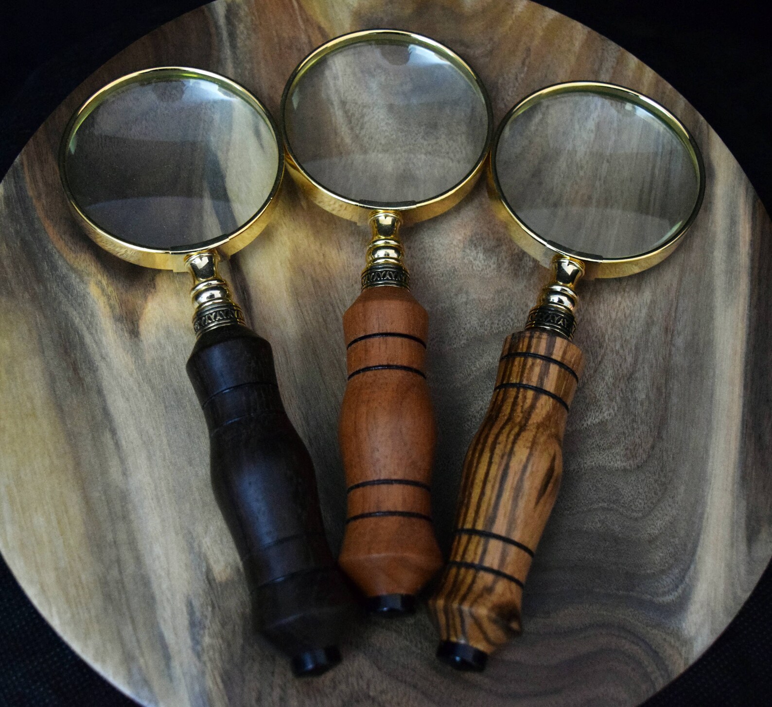 Magnifying Glasses with Assorted Wood Handles Etsy