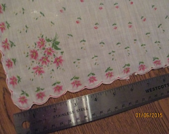 Pink Flowers cotton handkerchief