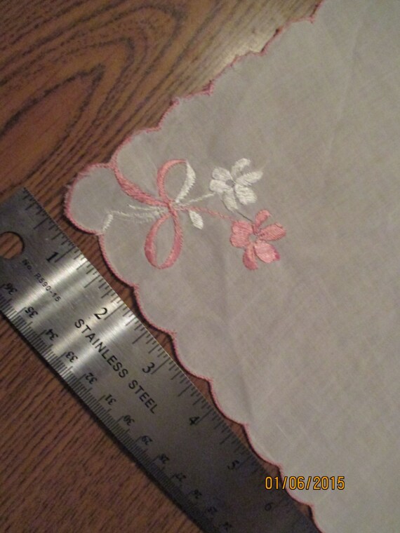 Pink & White flowered handkerchief - image 1