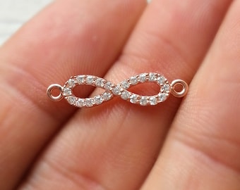 1 x Schmuck Verbinder Infinity Strass Gold 17x5mm
