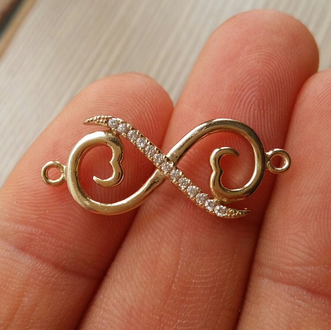 Gold Vermeil Infinity Connector With Rhinestones, Infinity, Sterling ...