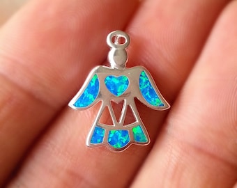 Sterling Silver Angel Charm,  Opal, October Birthstone, Gemstone Charm, Angel  Pendant, Wholesale Findings