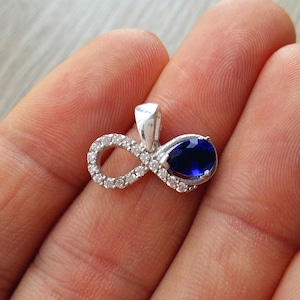 Sterling Silver Infinity Link, Infinity Connector, Blue, Blue Opal, Infinity Necklace, Infinity Pendant, Rhinestone Connector