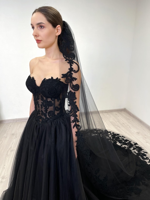 Albina Dyla Long Black Dress Women Simple Bride Black Wedding Dress Long Sleeves Gothic Mermaid Black Albina Dyla Long Black Dress Women Simple Bride Black Wedding Dress Long Sleeves Gothic Mermaid Black