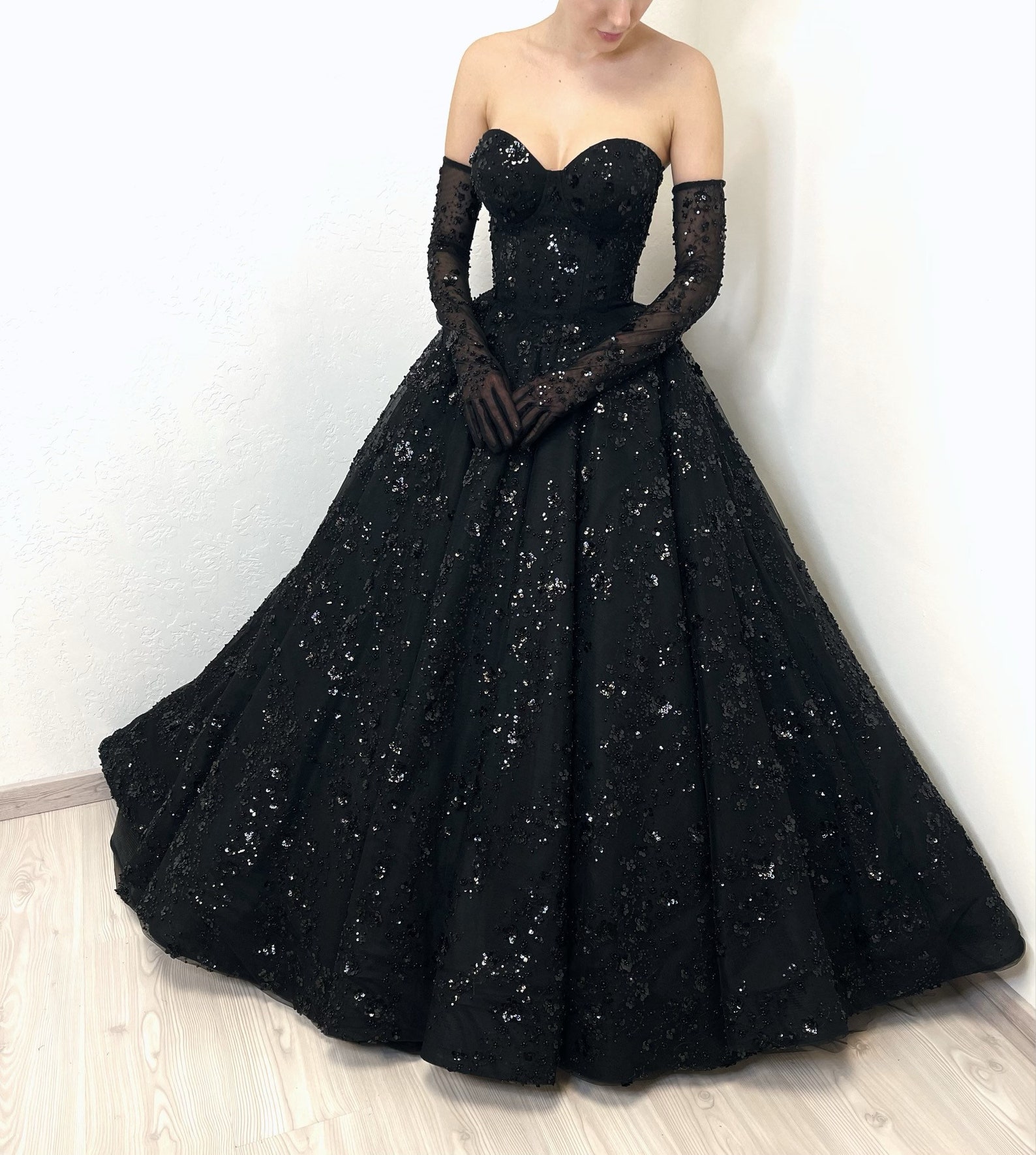 bridal dress strapless Modest Satin A-line Wedding Dresses, MW1081 fqv2:half-down Color:Dusty Lavender Dove Grey Gray Bridesmaid