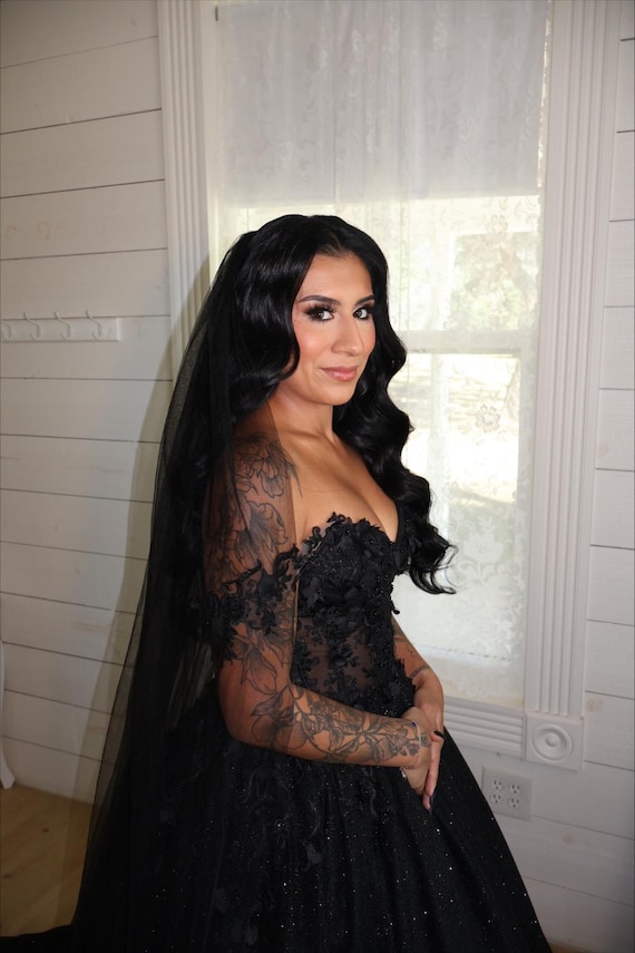 black hairstyles for off the shoulder dresses Lady Black Tie - Fallon Gown - Off The Shoulder Ruched Sequin Dress