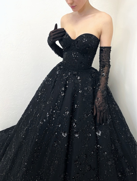 blue dress for baby girl Colette CL5114 Prom Dress - Black