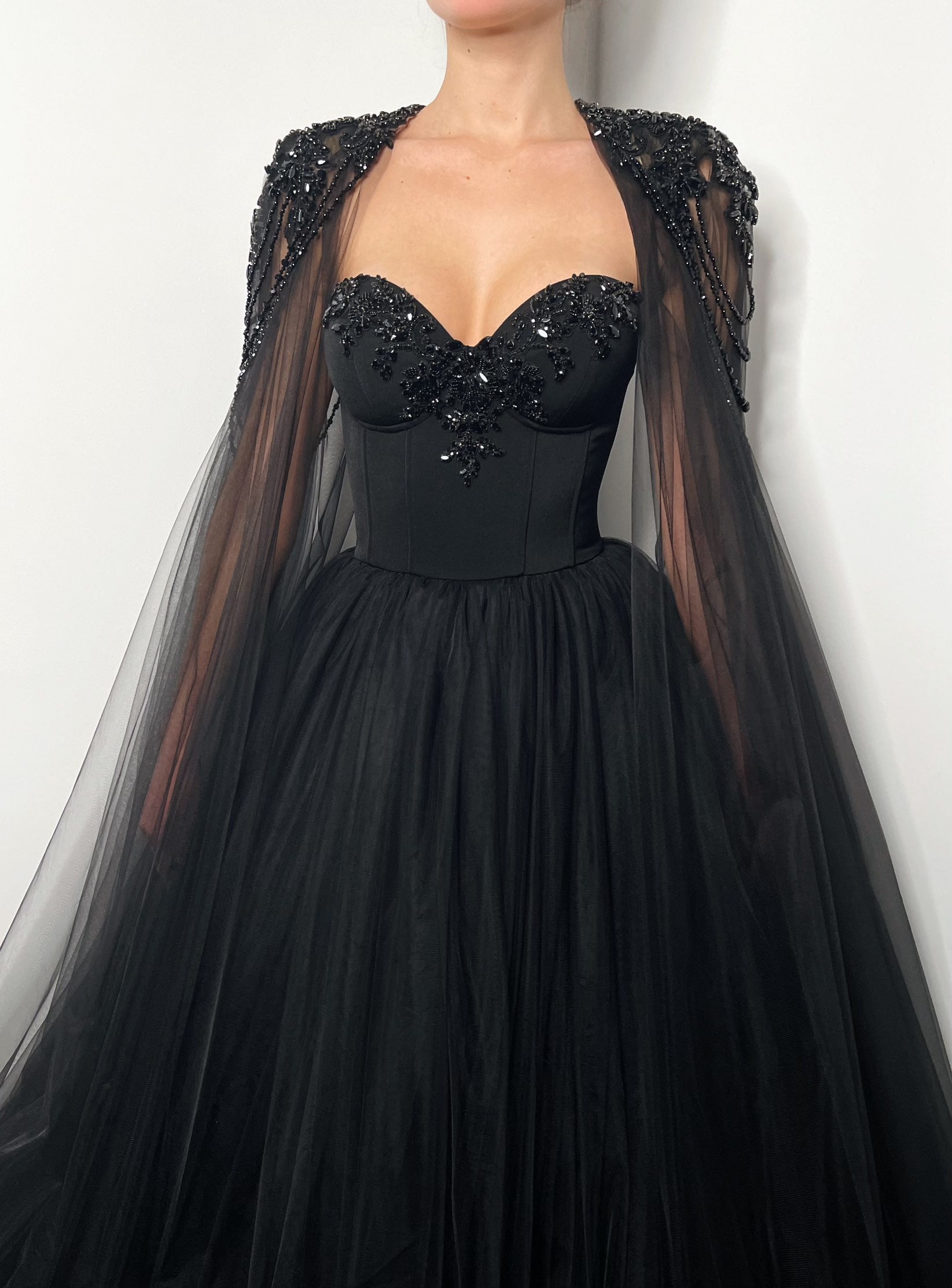 blue dress for baby girl Gorgeous Mermaid Spaghetti Straps Black Beaded Prom Dresses with Slit main image 0