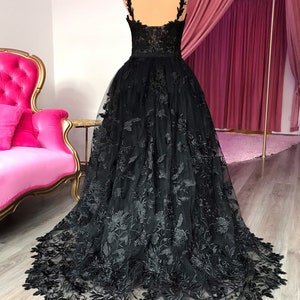 Gothic Black Corset Lace Wedding Dress With Detachable Skirt - Etsy