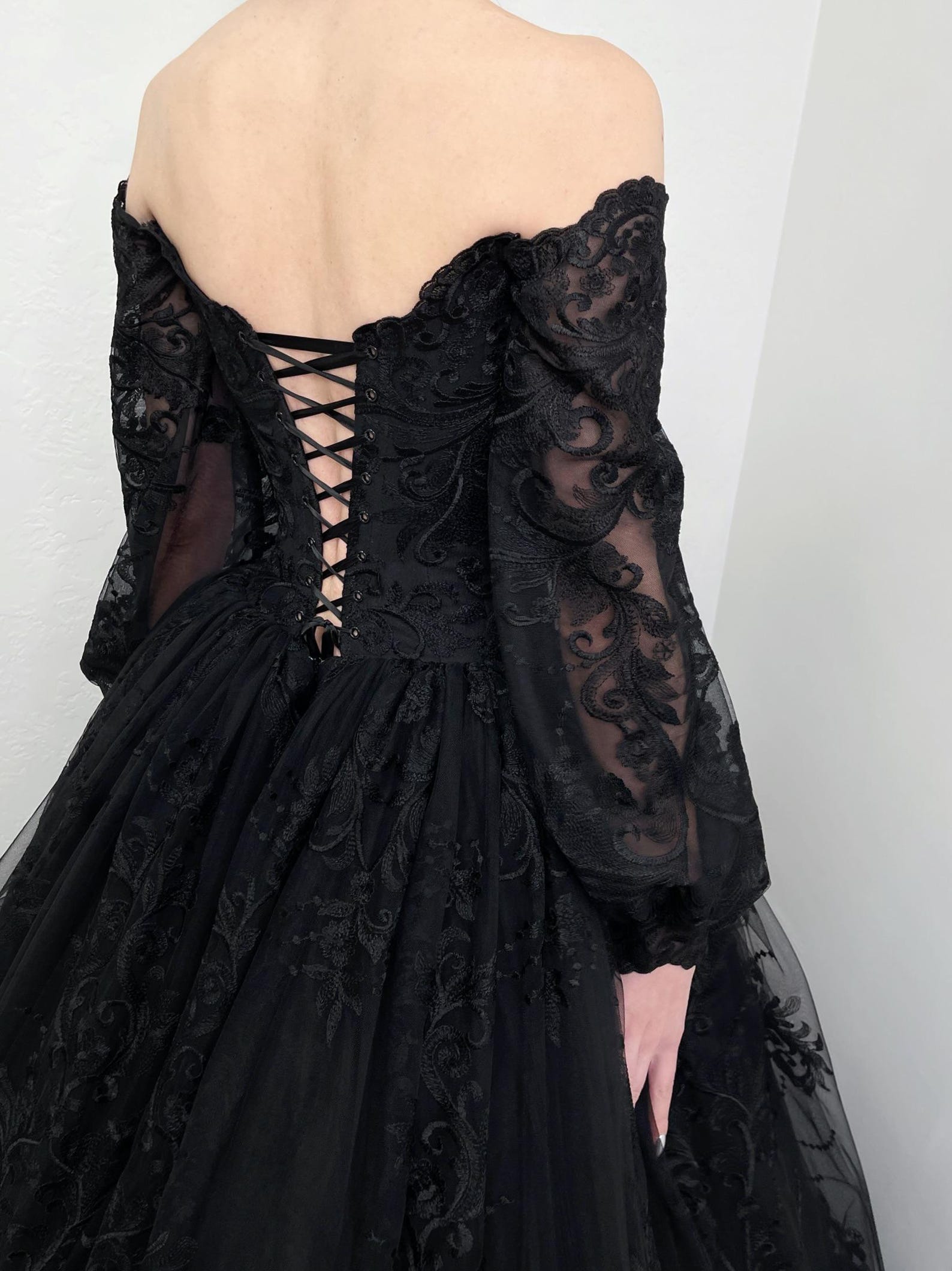 Goth Basque Black Vintage Victorian Style Gothic Basque Waist Lace Wedding Dress ...