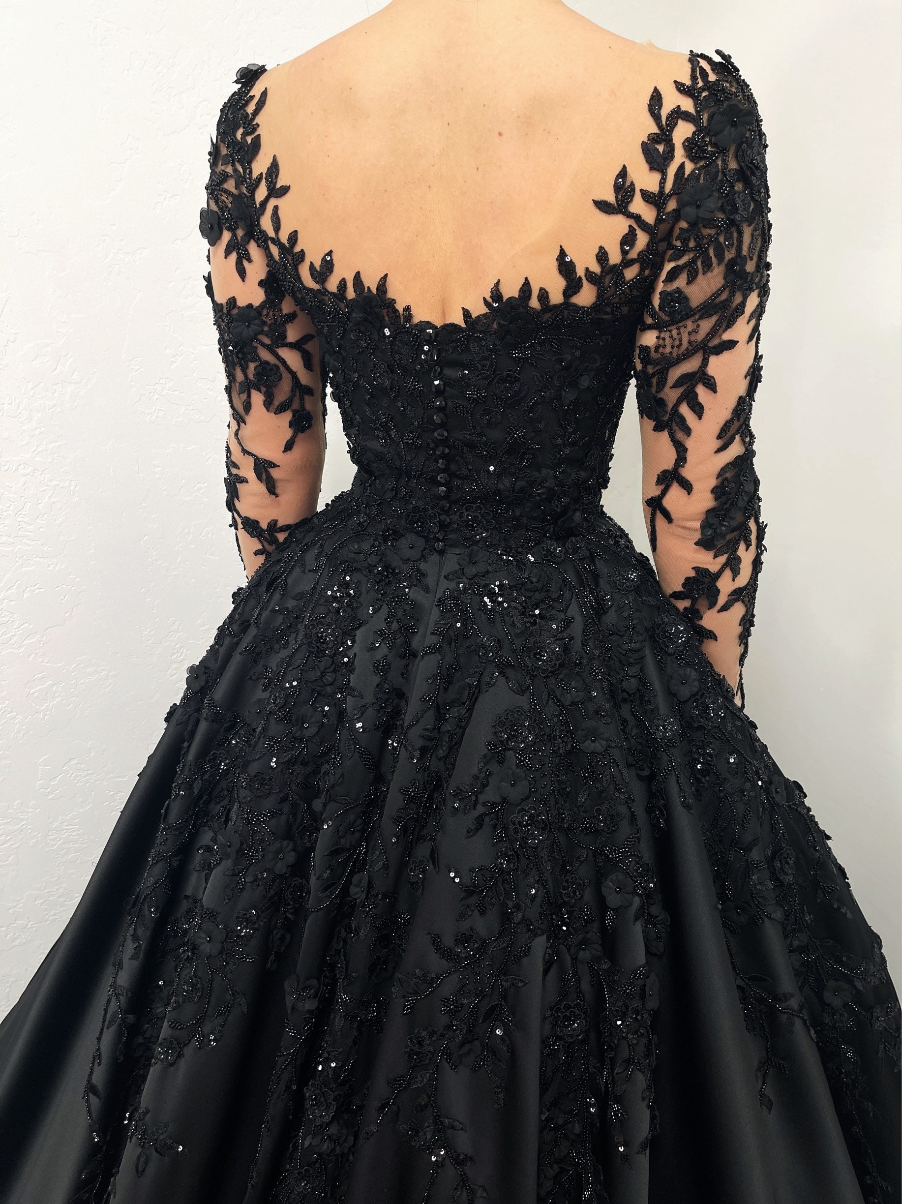 knee length black cocktail dress Knee-Length with Elegant Puff Sleeves – Modish World Printed And Solid Colour Size:18 W Ball Gown Black and