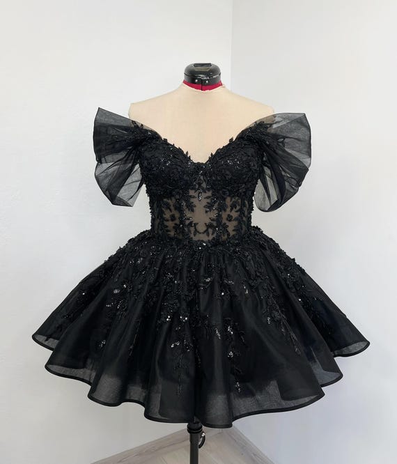black gothic mini dress Dark In Love - Gothic Sexy Black Purple Lace Mini Black - Dress main image 1