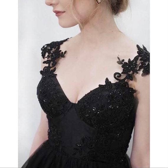 black corset wedding dress