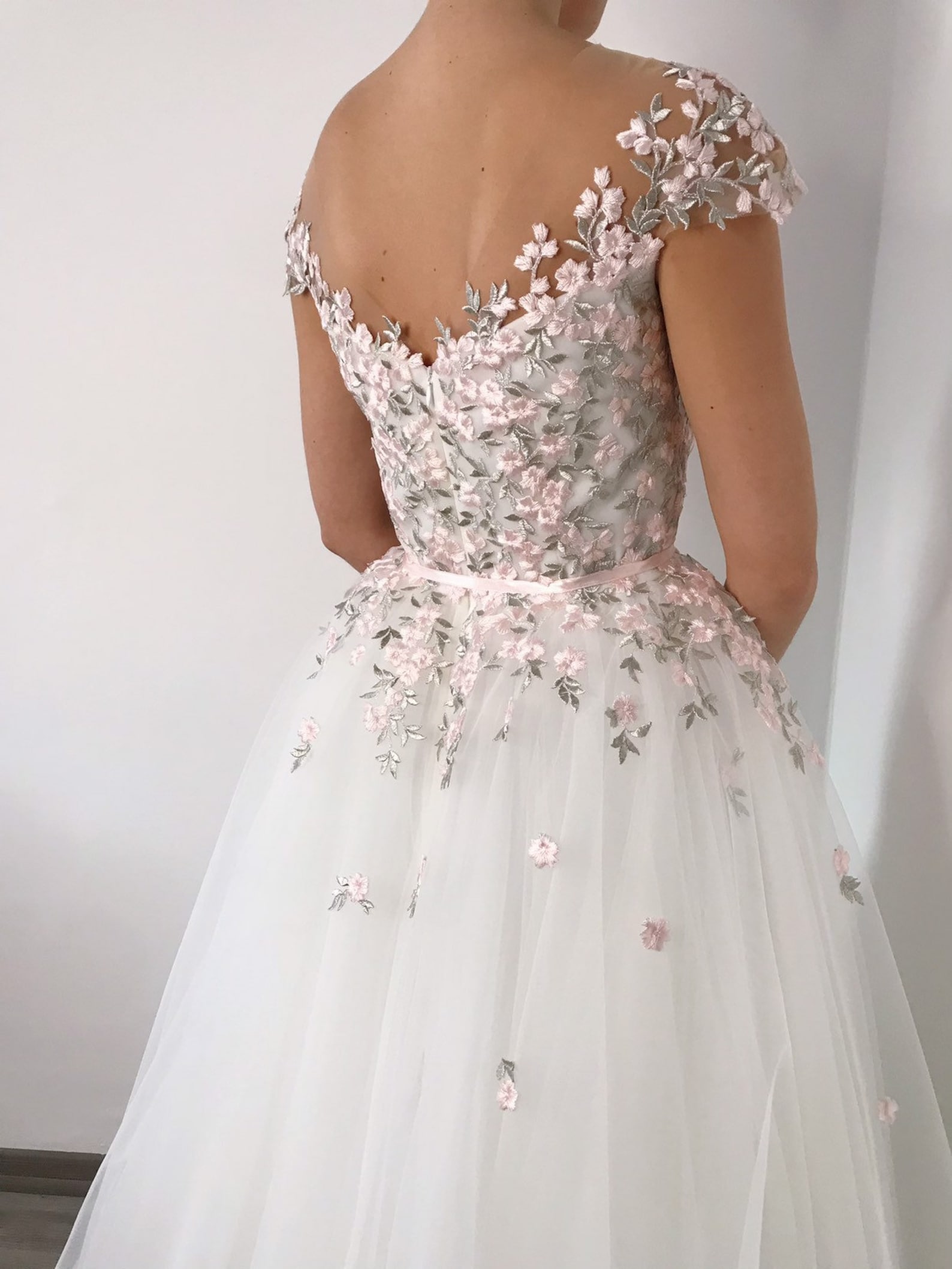 Floral Wedding Dress Pink Flower Romantic Wedding Gown | Etsy