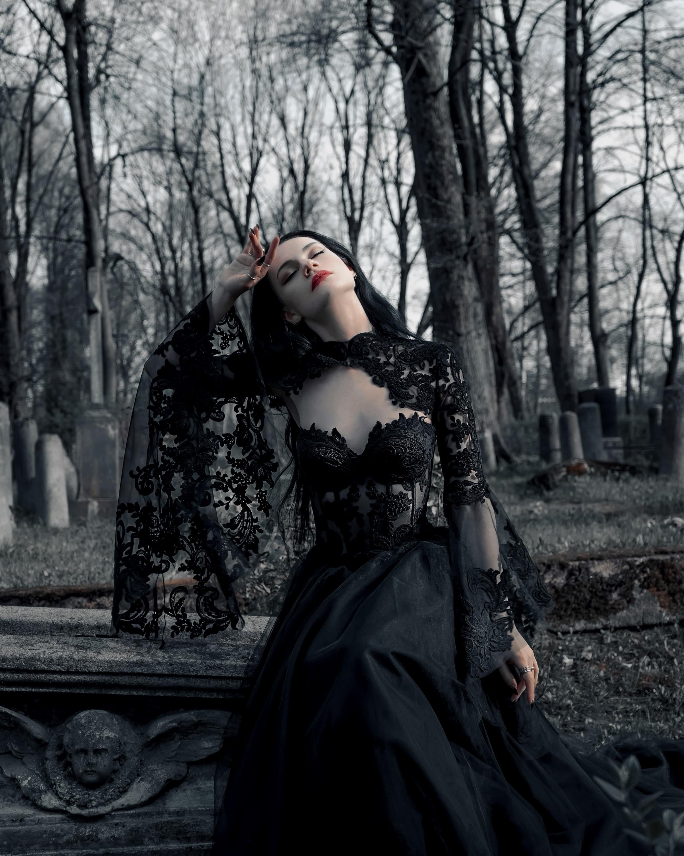 black gothic wedding guest dress 24 Gorgeous Gothic Bridesmaid Dresses to Shop Now
