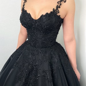 Black Gothic Shiny Satin Corset Wedding Dress Alternative - Etsy