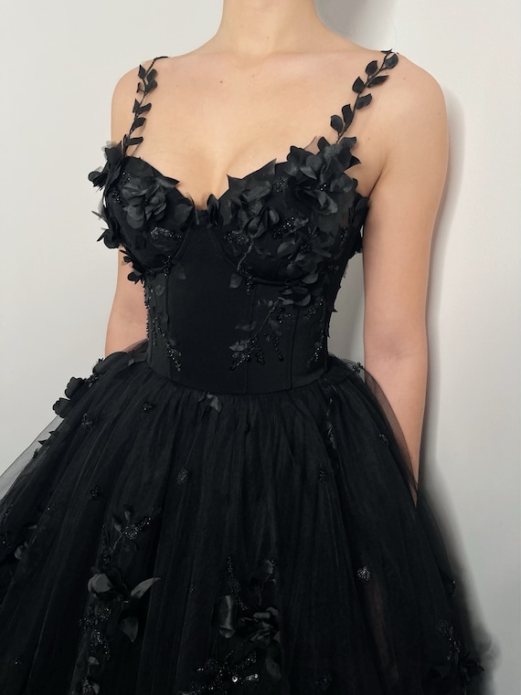 black lace corset dress